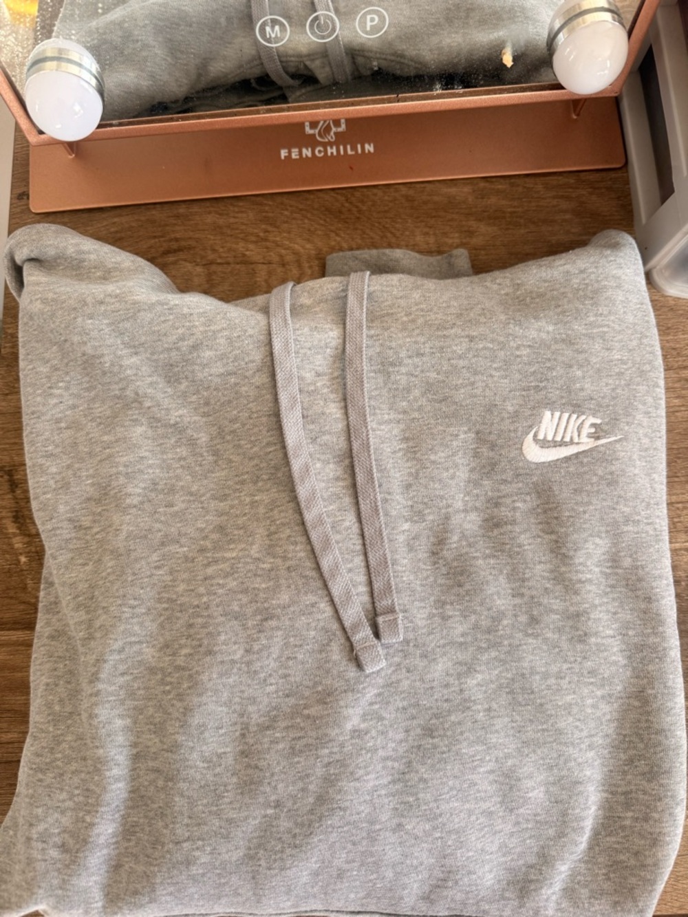 Nike Light Gray Hoodie with White Swoosh